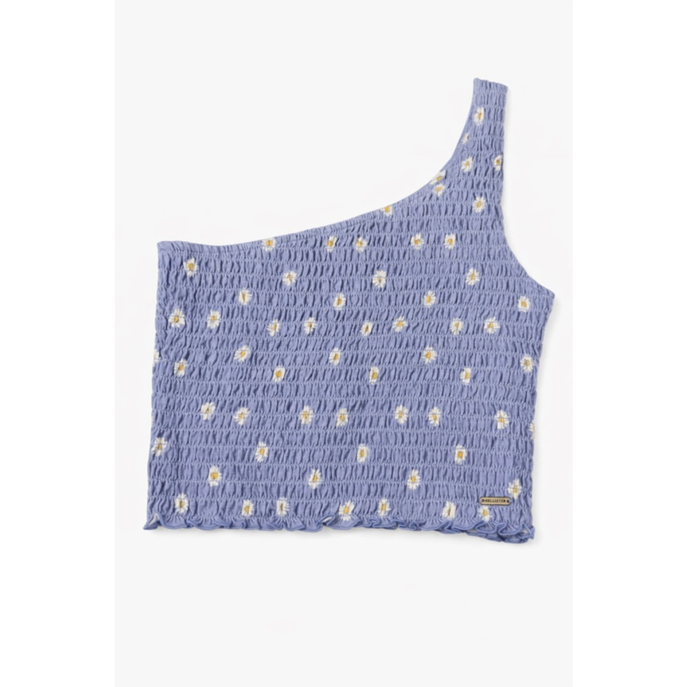 Hollister One Shoulder Smocked Daisy Crop Top XS - Picture 4 of 8